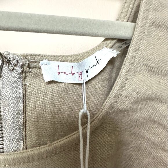 Dress Small Midi Sleeveless Color block Patchwork Neutral Zip Up - Picture 2 of 7